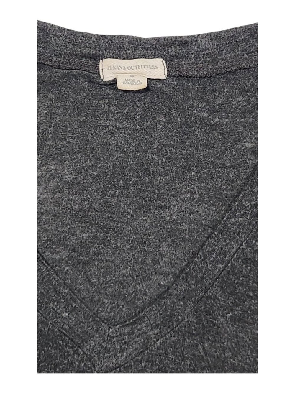 Zenana Charcoal Heather V-Neck Tunic Tee Small - Picture 4 of 5